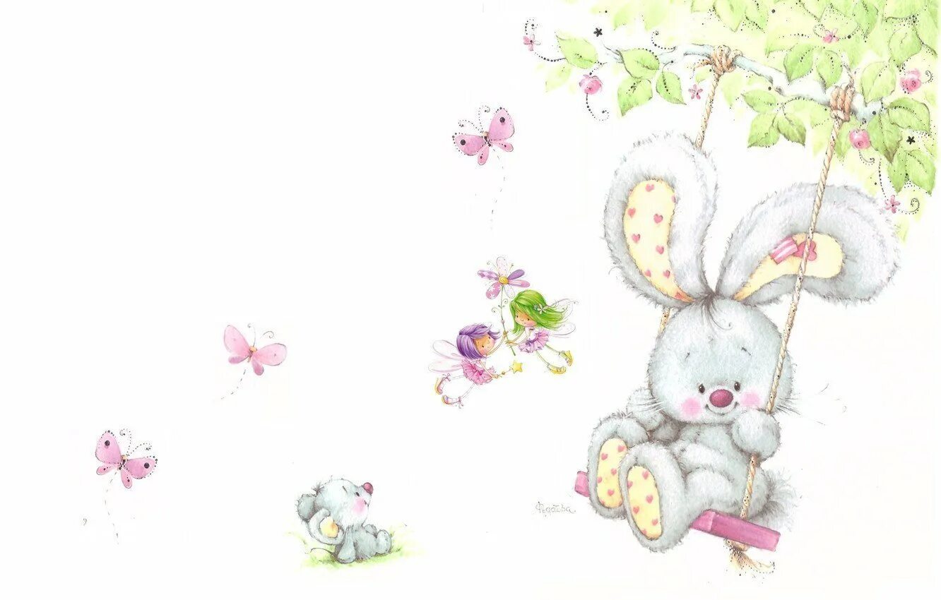Зайцы Марины Федотовой. Фон с зайками для малышей. Нежные детские иллюстрации. Зайчик рисунок.