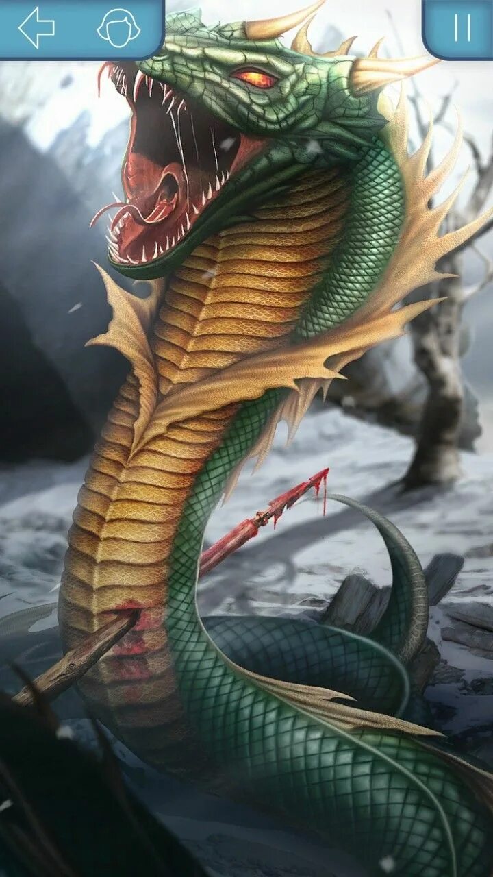Huge sharp mythical snake like recorded