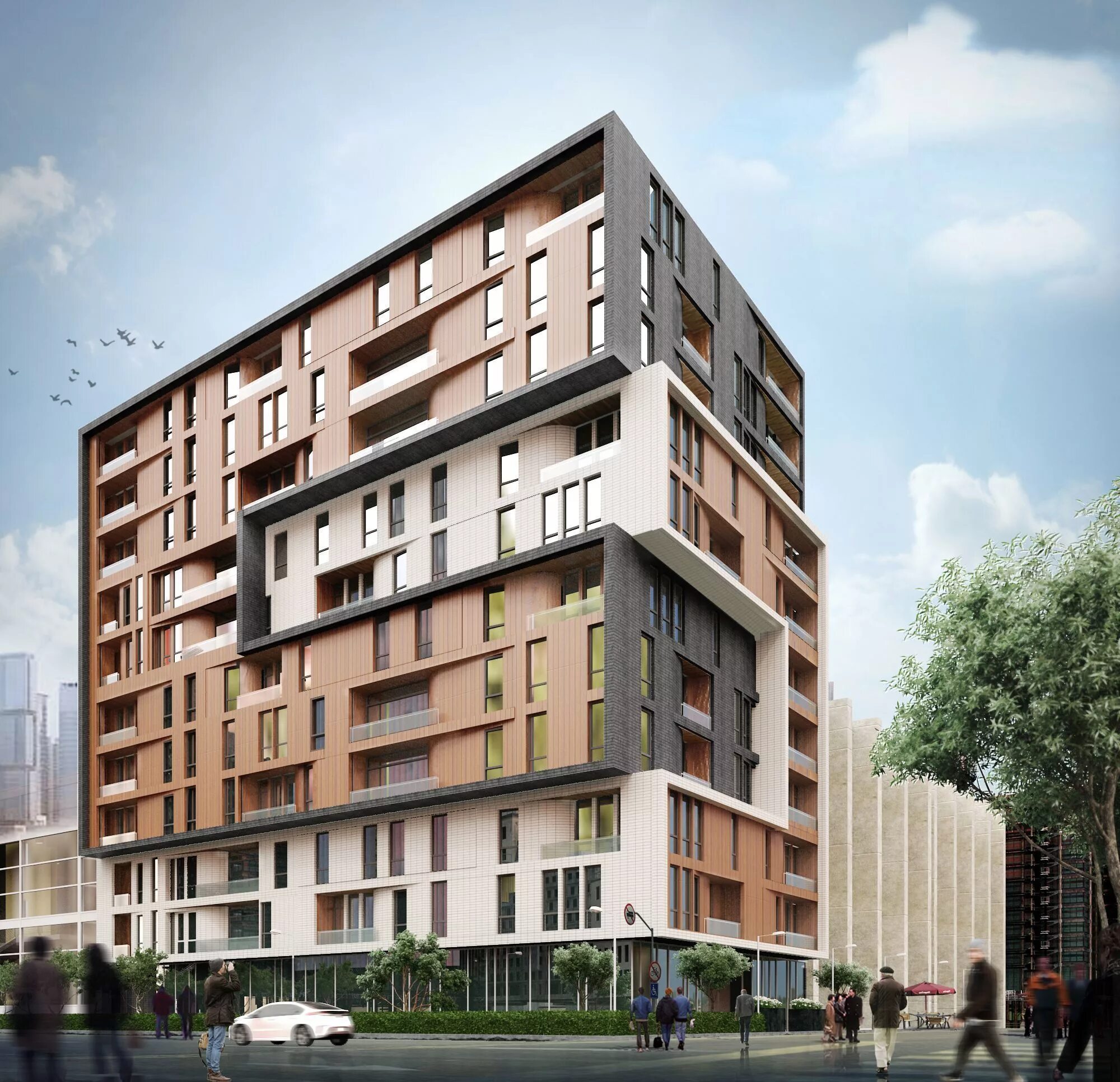 Фасад жилых зданий. Жилой комплекс izola social housing. современные жилые здания. фасады многоэтажных жилых домов. современный многоквартирный дом.