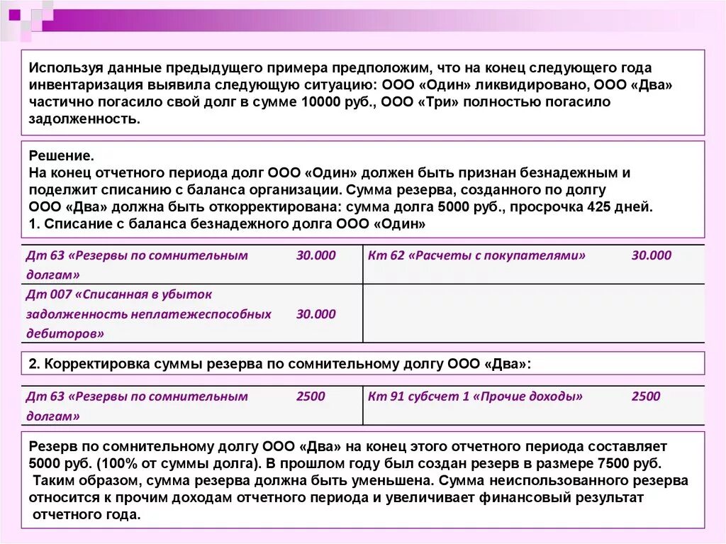 Как создать резерв по сомнительным долгам