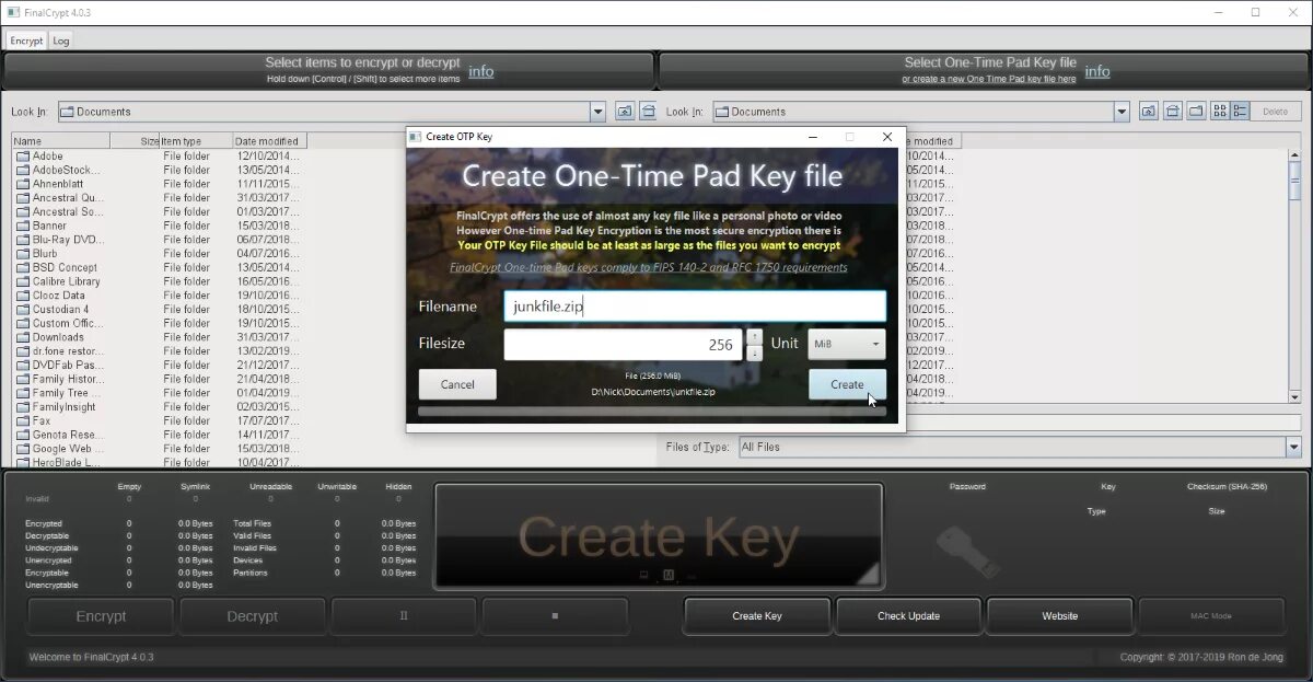Create key file