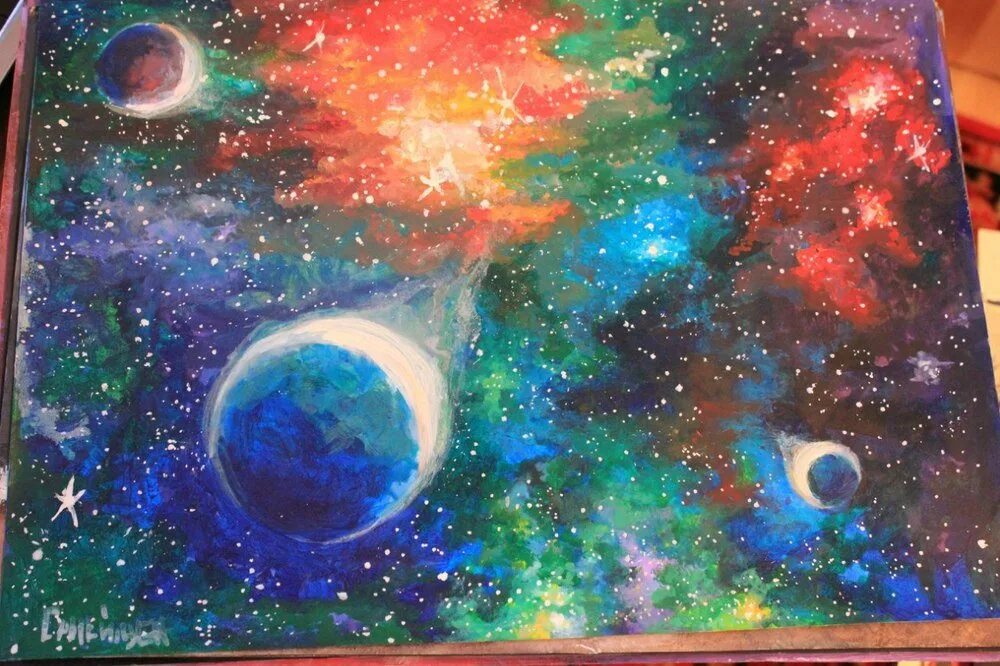 Мастер класс рисуем космос. Рисование космос. Рисунок на тему космос. Космос красками для детей. Рисование космос красками.