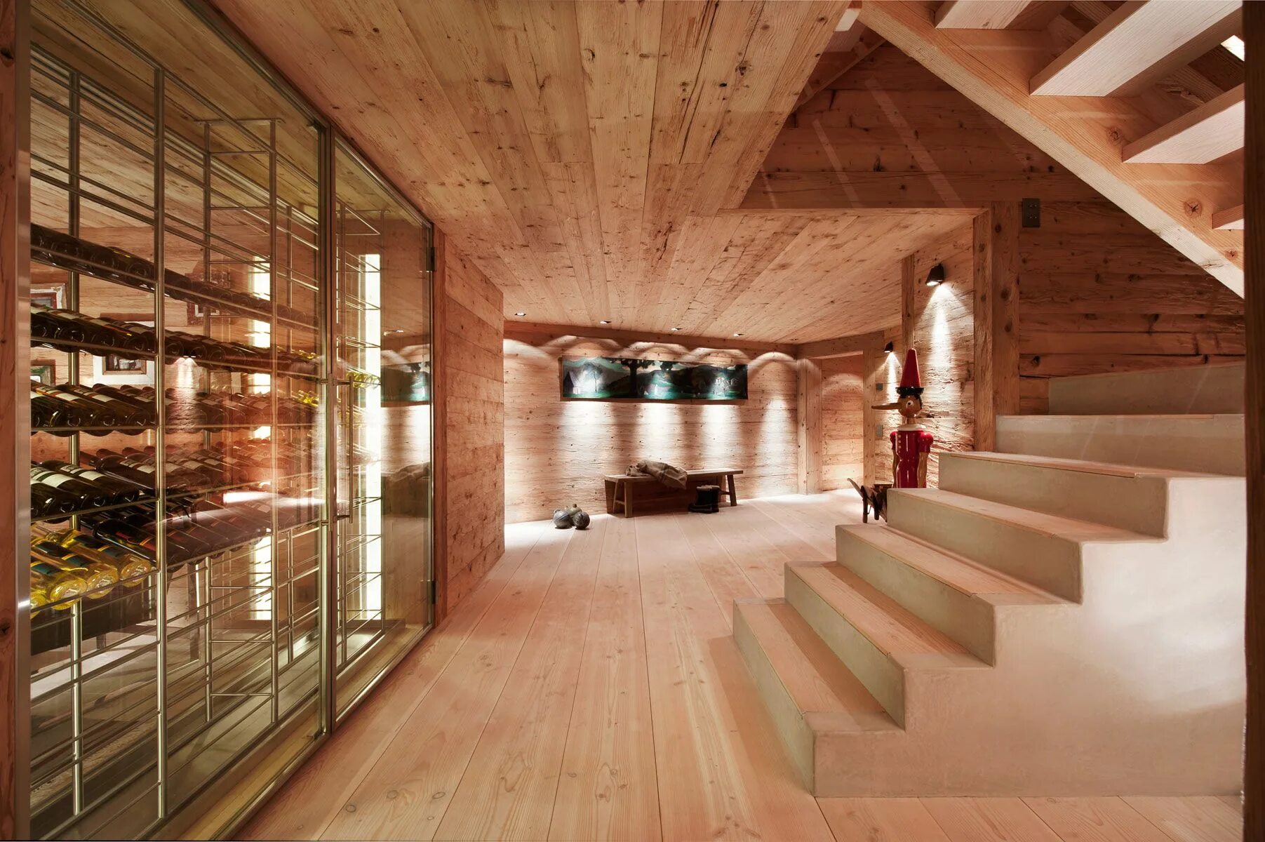 Помещения первого этажа. Деревянный интерьер. Современный деревянный дом внутри. Современный деревянный интерьер. Отделка помещений деревом.