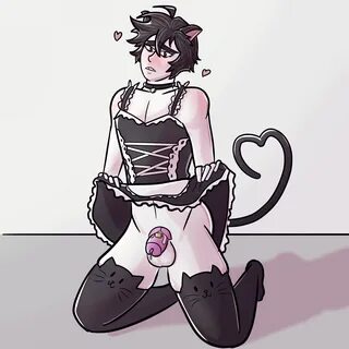 cat ears, cat tail, catboy, chastity cage, cock cage, doomer boy, lifting s...