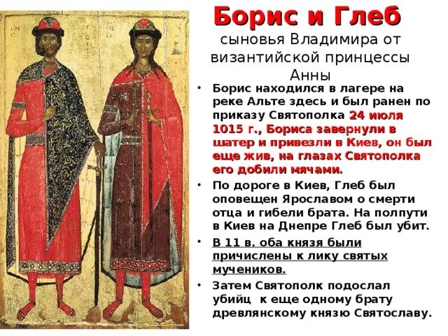 Житие бориса и глеба краткое содержание