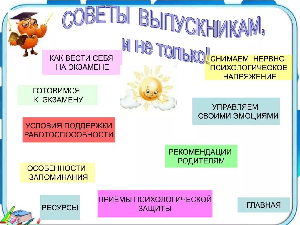 Советы психолога выпускникам. Психологическая подготовка к экзаменам памятка. Психологические советы выпускникам. Советы психолога ученикам. Как вести себя в библиотеке