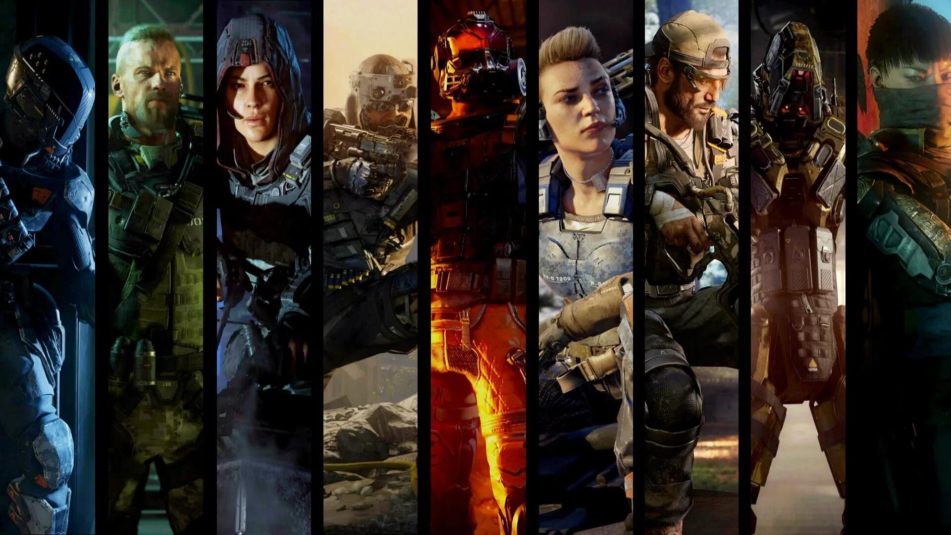 Все части колды. Black ops 3. Call of Duty Black ops 3. Call of Duty Black ops 3 специалисты. Cod Black ops 3 персонажи.