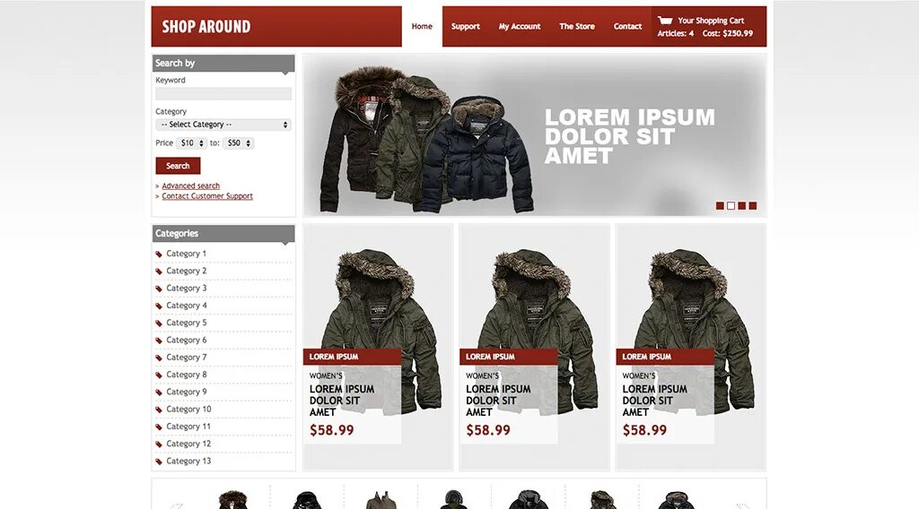 Css интернет магазина. Shop around. Магазин курток. Интернет магазины CSS шаблоны для сайта. Макет сайта по одежде русских.