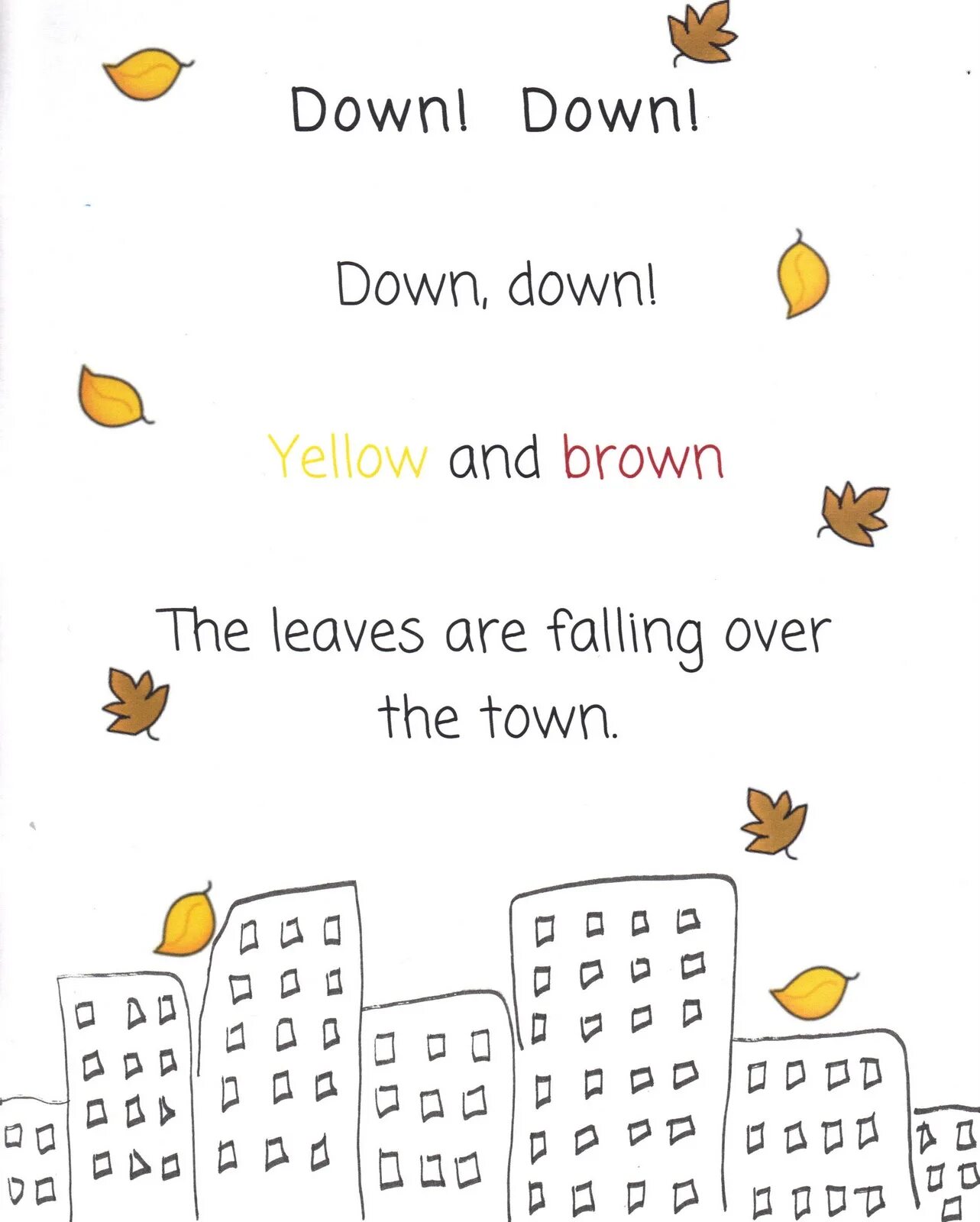 The browns leave. Poems for Kids. Autumn poems for Kids. Poems for children in English. Short poems for Kindergarten.