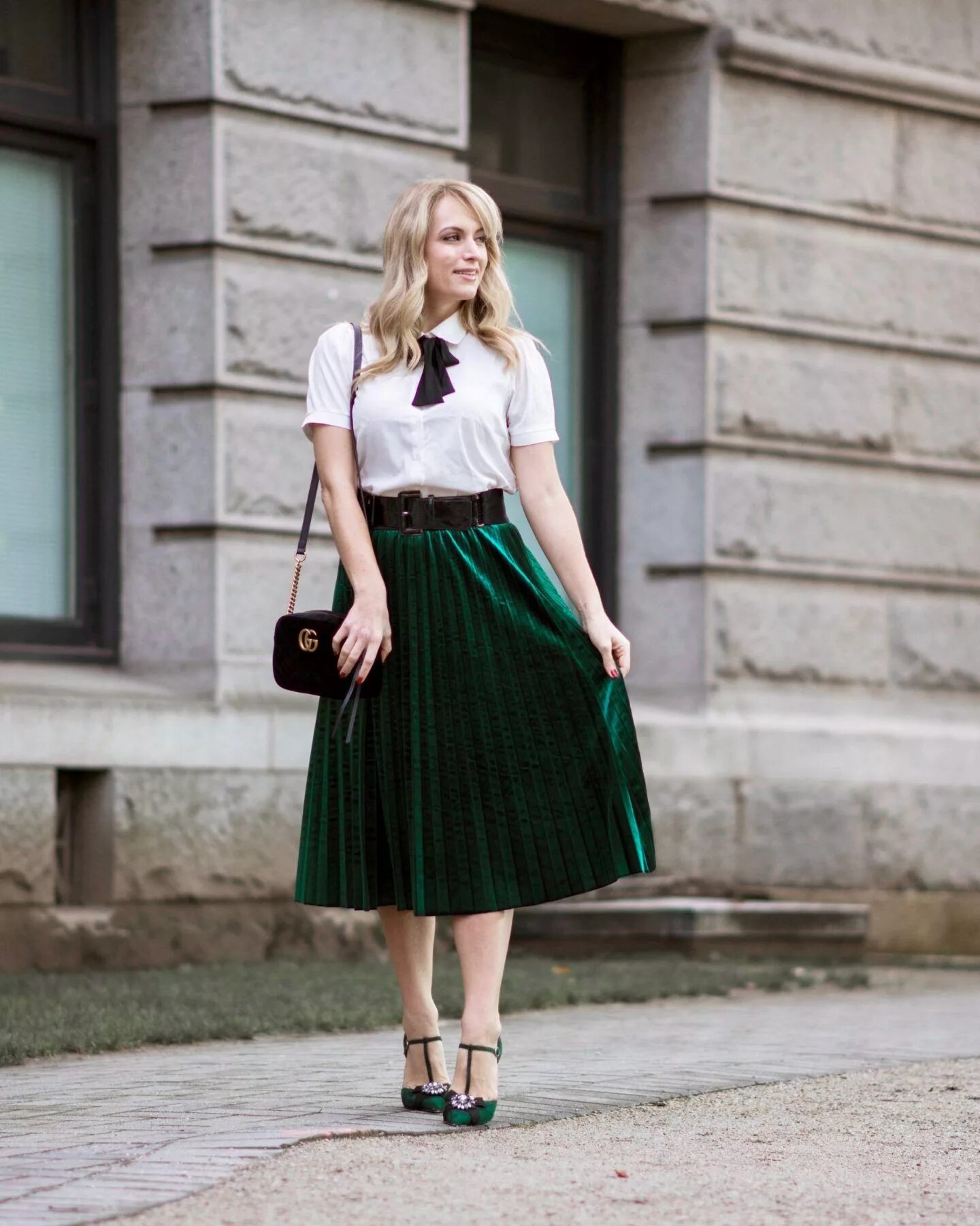 Green A-line Midi Skirt Style, Fashion, Skirts