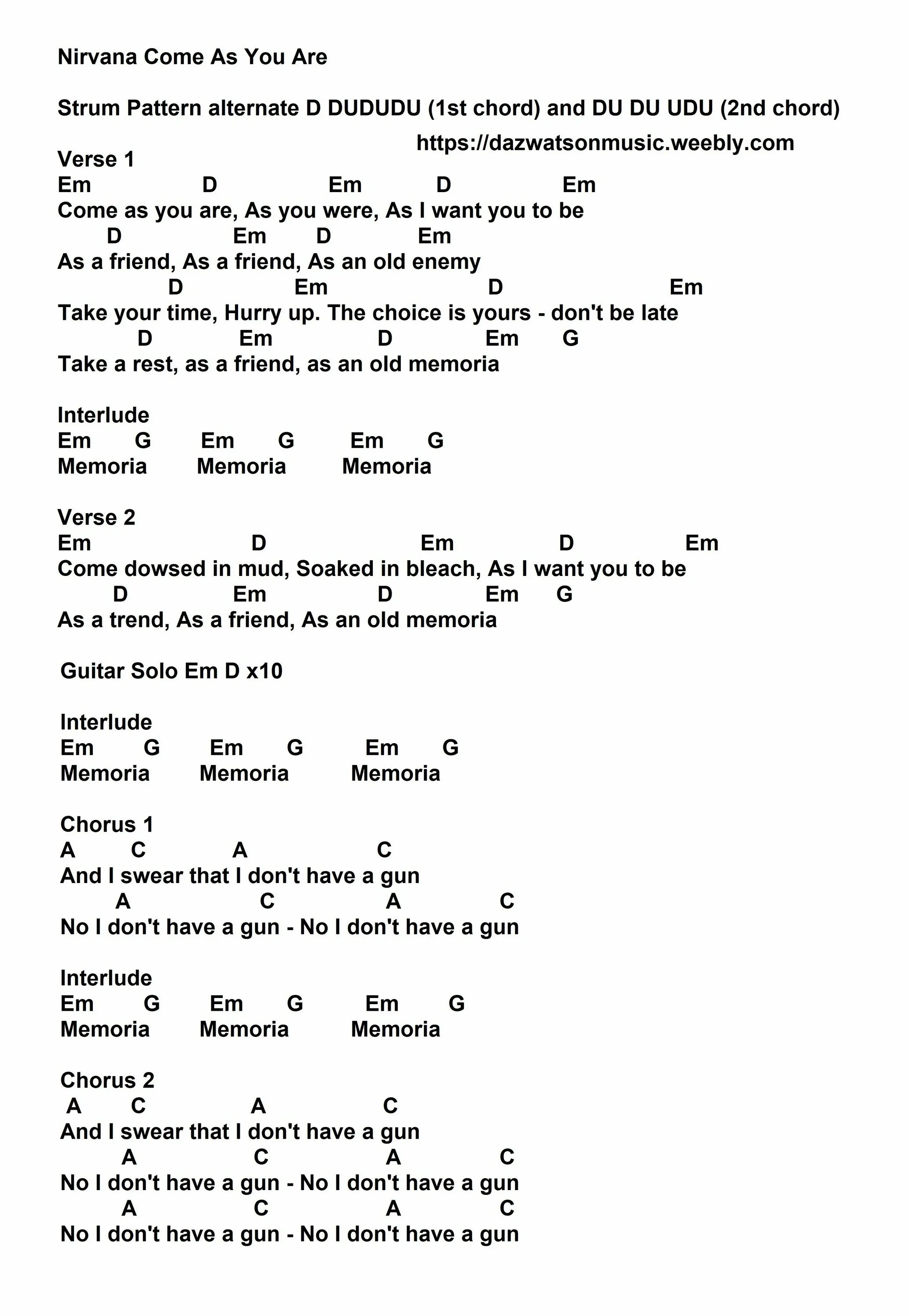 Nirvana chords