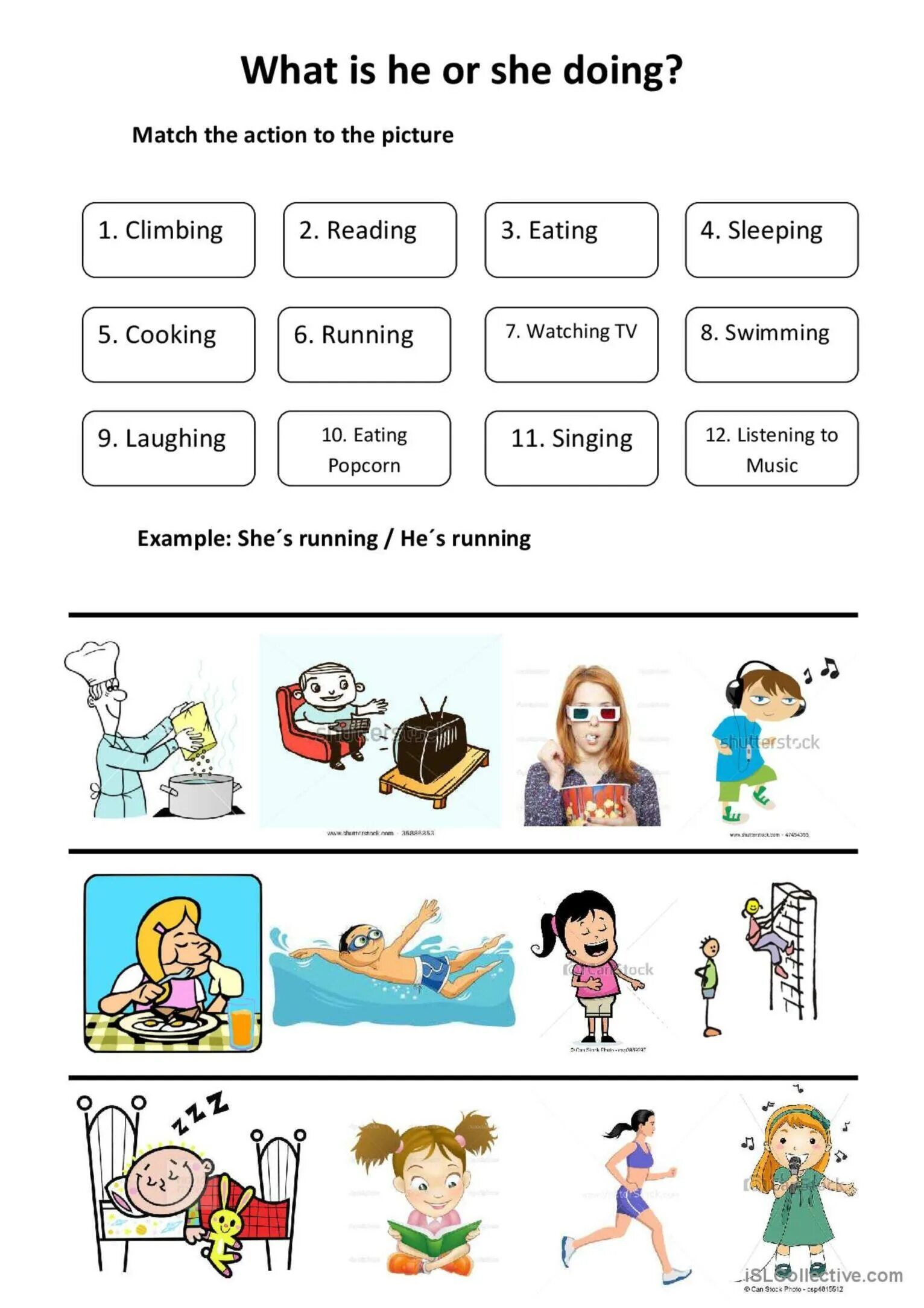 What is he doing задания. Present Continuous задания для детей. Упражнения what does he\she like. What are you doing Worksheets for Kids. She s reading now