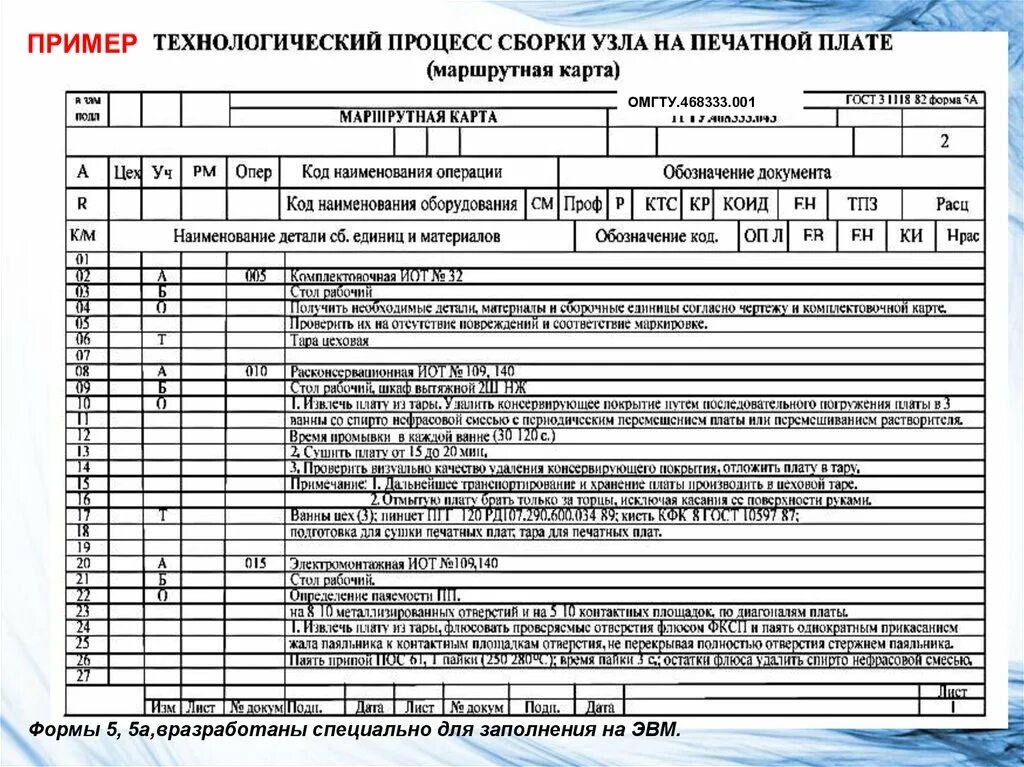 Маршрутная документация. Техпроцесс сборки маршрутно Операционная карта. Маршрутная карта сборки печатной платы. Маршрутно Операционная карта пример. Операционная карта технологического процесса.