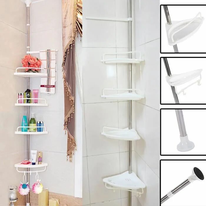 Угловая полка в ванную как собрать. 4tier bathroom rack полка для ванной. угловая полка для ванной multi corner shelf. stardis / полка для ванной угловая телескопическая. мульти корнер шелф.