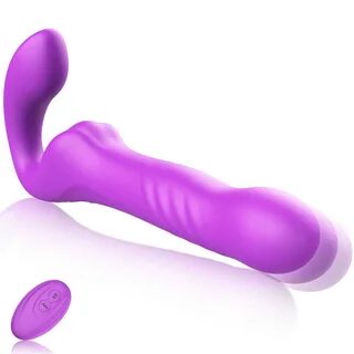 Vibrating Strapless Strap on Dildo with Remote for Women 3 Thrusts 7 Vibrat...