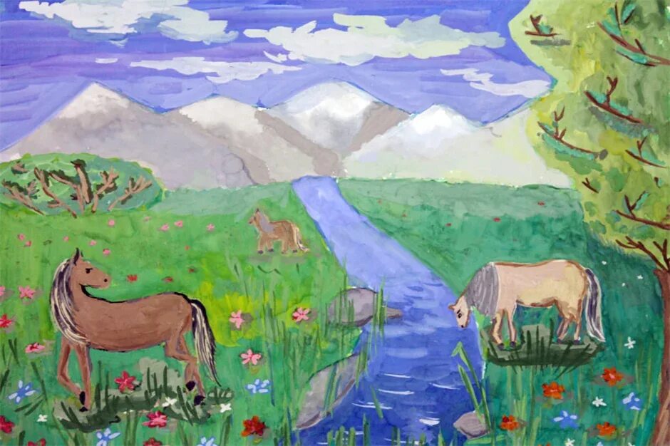 Природа башкирии рисунки детей. Детские рисунки на тему мой родной край. Пейзаж детский рисунок. Моя республика мой край родной. Моя республика мой край родной.