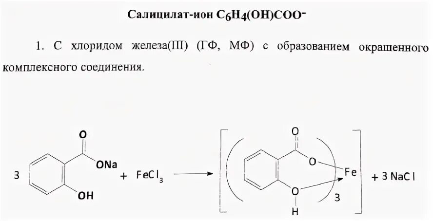 Натрия салицилат подлинность реакции. Салицилат натрия и хлорид железа 3. Натрия салицилат с хлоридом железа. Хлорид железа 3 образование