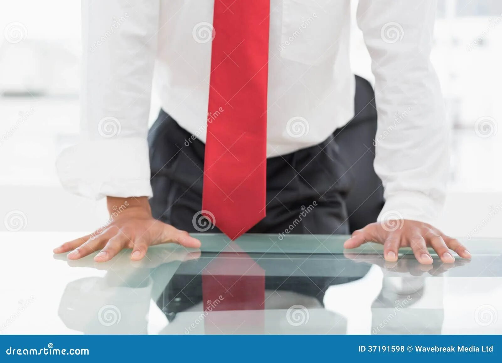 Hands on the desk