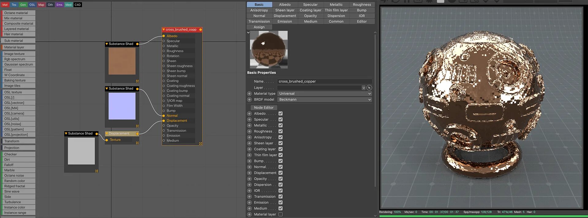 Material guide. Node editor c4d. octane render 3ds max. octane node editor. materials octane plastic.