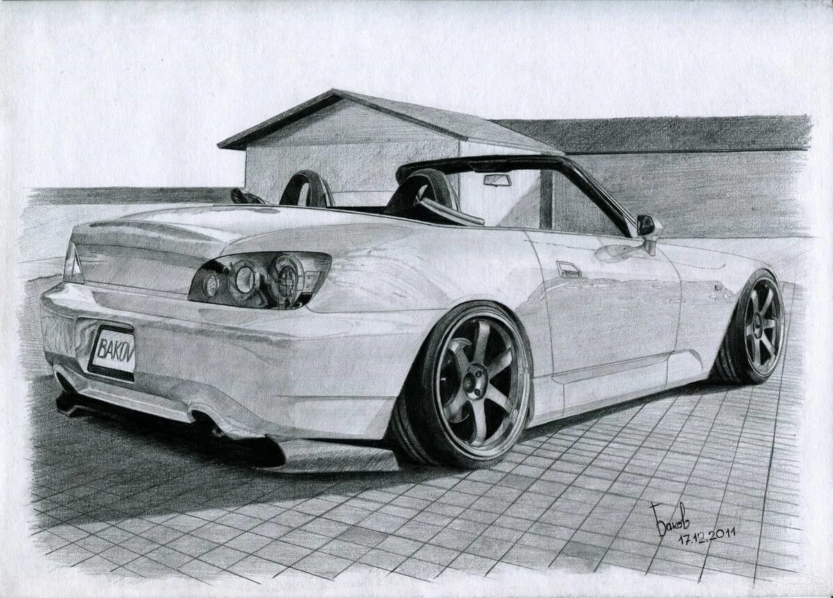 Фото нарисованной машины. Honda s2000 карандашом. Honda s2000 рисунок. Машина карандашом. Кара машина.