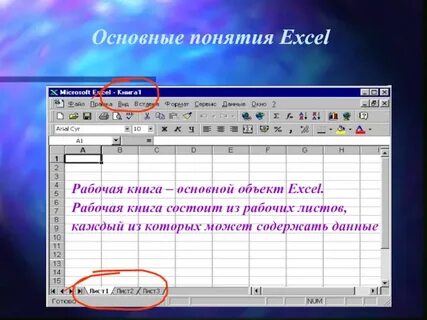 Рабочая книга табличного процессора состоит из