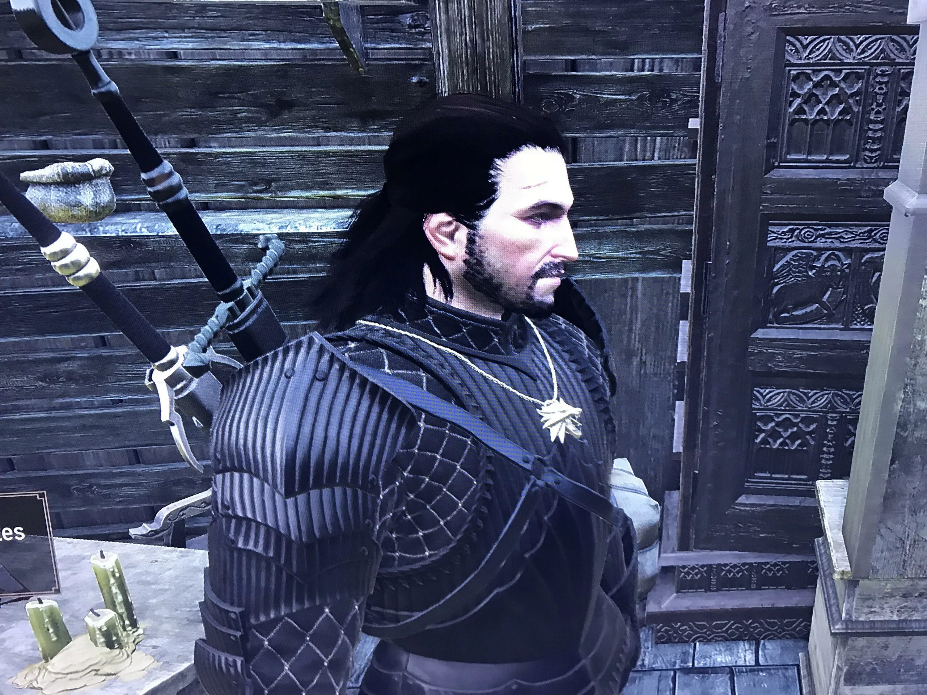 Ведьмак черный экран. Геральт Ведьмак 3. Witcher 3 Black hair Geralt. Геральт из Ривии с черными волосами. Ведьмак с черными волосами.