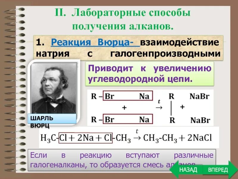 Взаимодействие галогеналканов с натрием