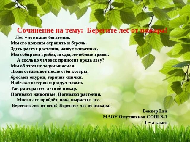Берегите природу коротко. Сочинение на тему берегите лес от пожара. текст на тему берегите лес от пожара. текс на тему берегите лес. сочинение на тему береги лес.