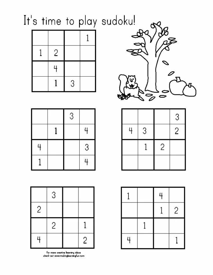 Sudoku per Bambini: 90 Schemi Facili 4x4 da Stampare Stampabili prescolari, Atti