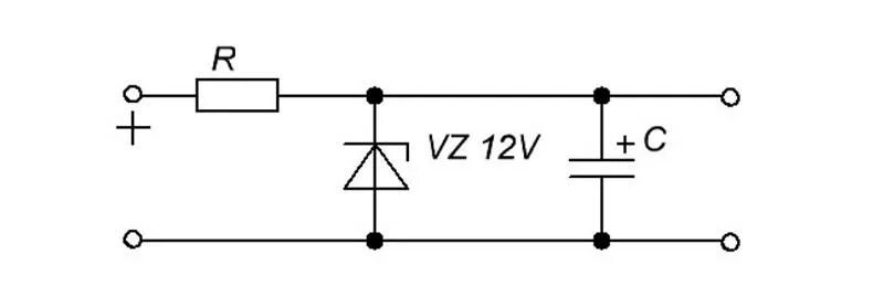 Стабилизатор напряжения на стабилитроне 12 вольт. Линейный стабилизатор напряжения 12 вольт схема. Схема стабилизатора напряжения на 12 вольт на стабилитроне. Простейший стабилизатор напряжения 12 вольт схема.