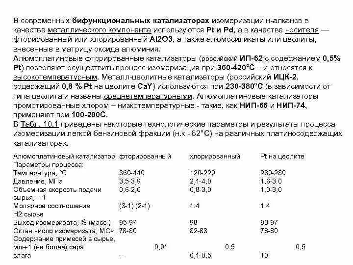 В качестве катализаторов используют. Катализаторы термокаталитических процессов. Алюмоплатиновый катализатор. Катализаторы процесса изомеризации. Бифункциональные катализаторы изомеризации.