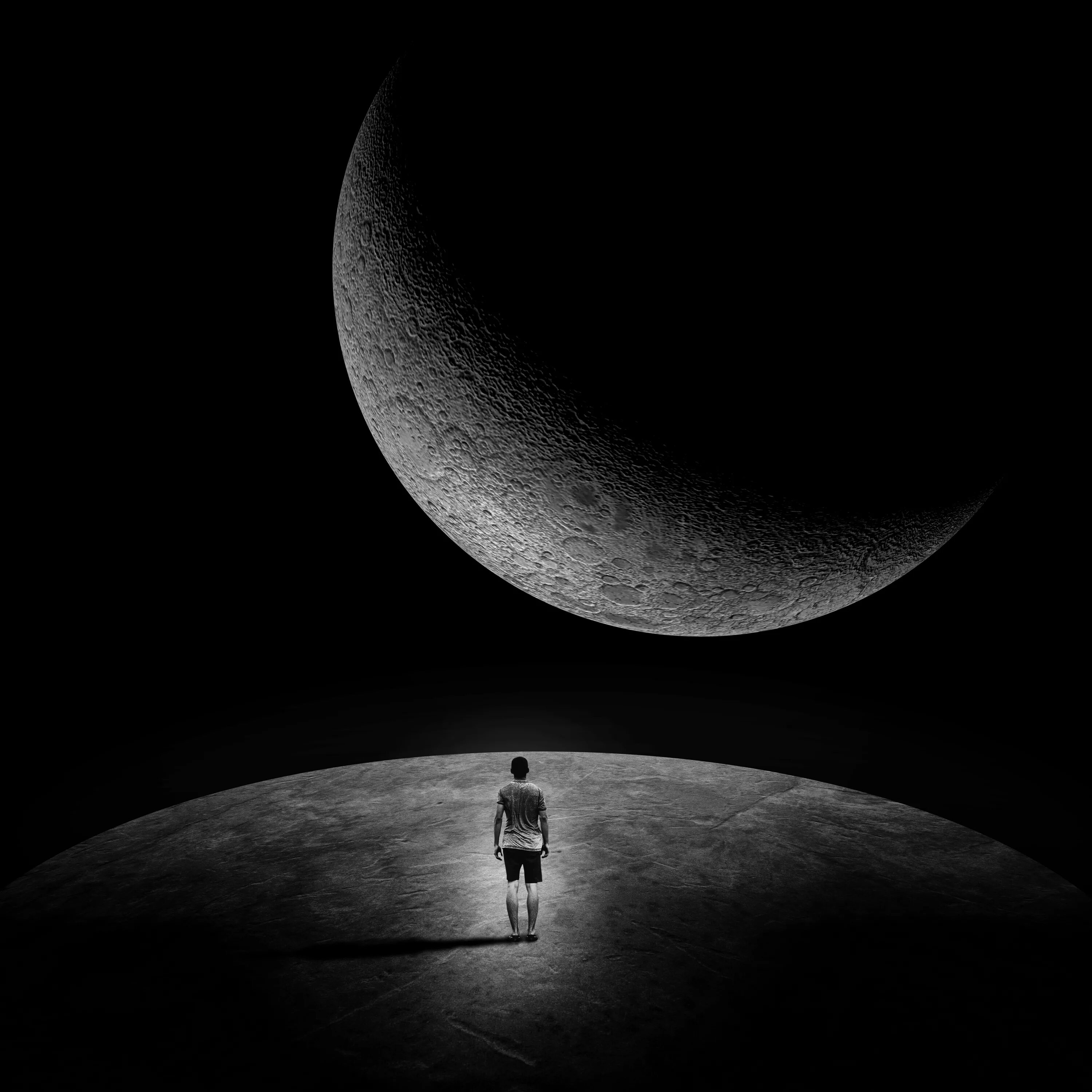Moon black station. Луна одиночество. Черная Луна. Одинокий человек и Луна. Лунные человечки.