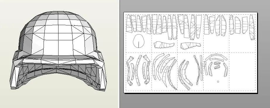 Шлем и маска самурая Pepakura Digi марки, Бумажные шаблоны, Маска