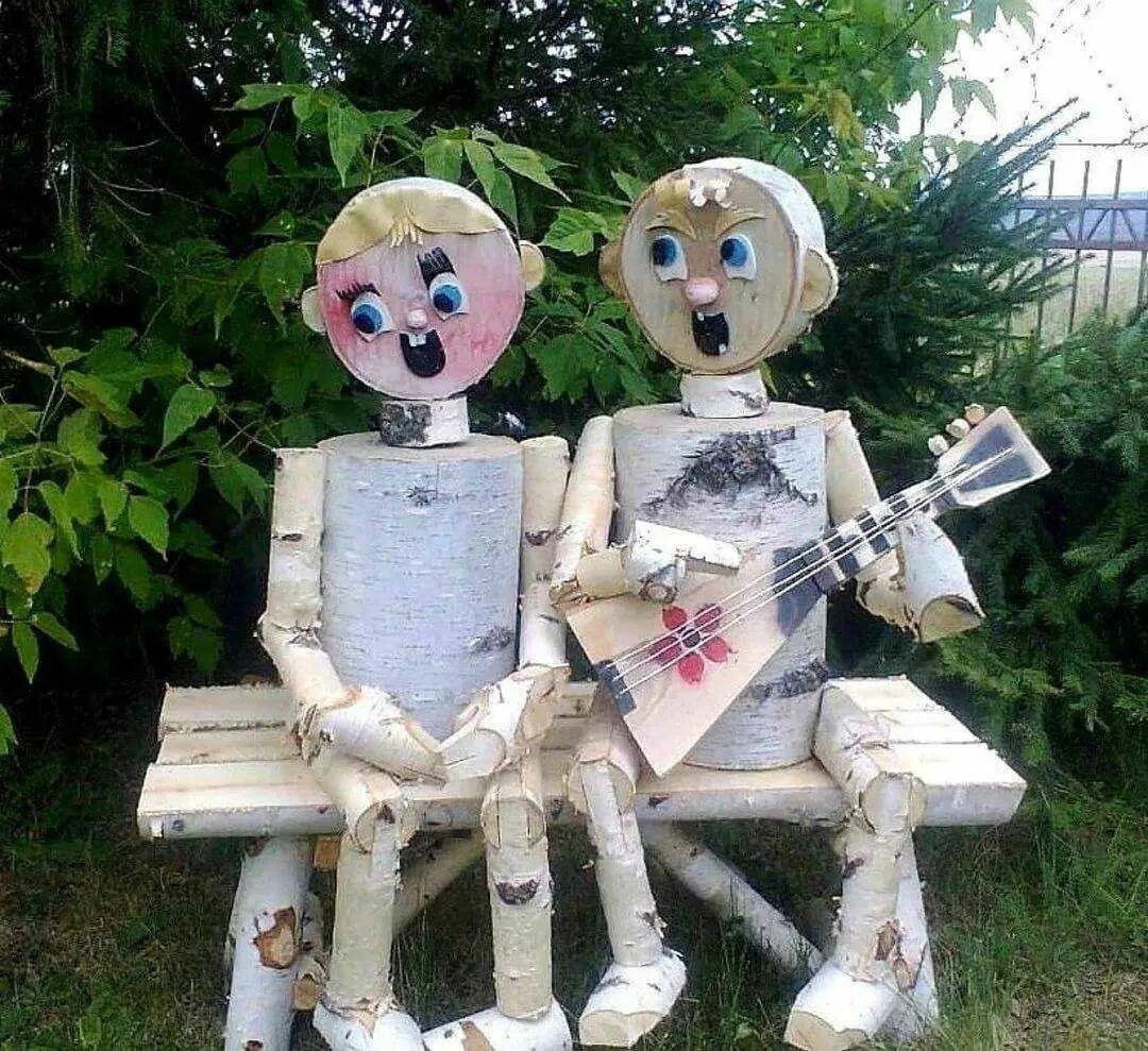 Украшения для сада из березовых поленьев