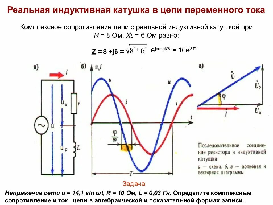 Полная мощность катушки. Однофазные цепи переменного тока конденсатор в цепи. Цепь переменного тока с реальной катушкой индуктивности. Однофазные цепи переменного тока катушка в цепи. Цепь переменного тока с реальной катушкой катушкой.