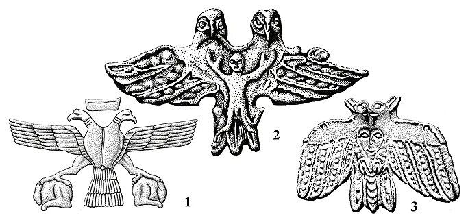 Карта крылатый. Символ хеттов двуглавый Орел. Двуглавый Орел Пермский звериный стиль. Символ Хеттского царства двуглавый орёл. Шумерский двуглавый Орел.