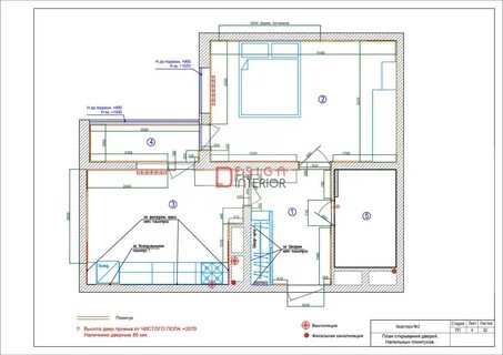 Открывание дверей на чертеже
