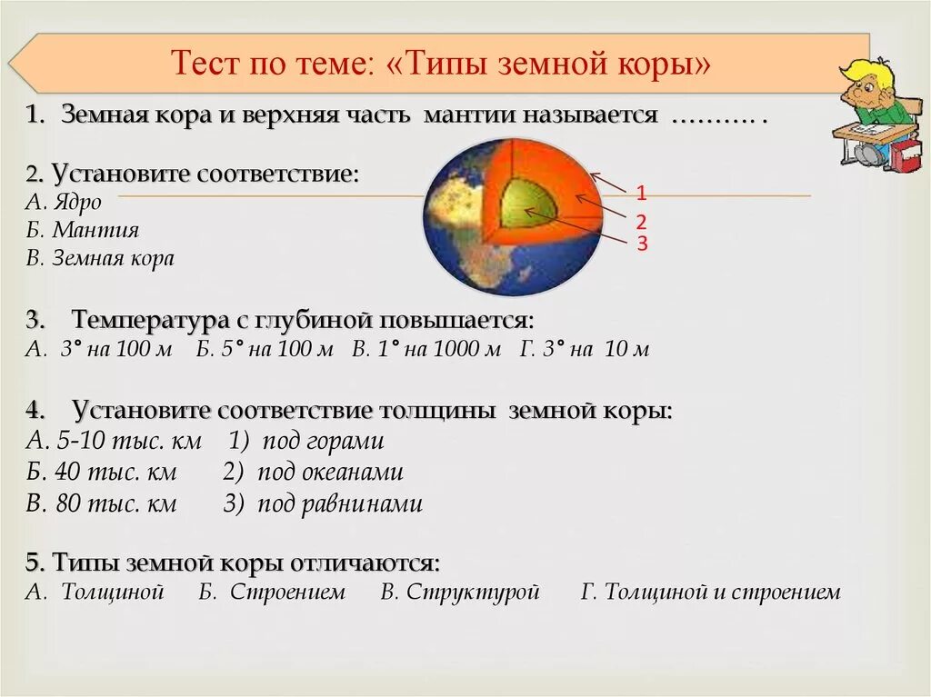 Контрольная работа по теме литосфера 5