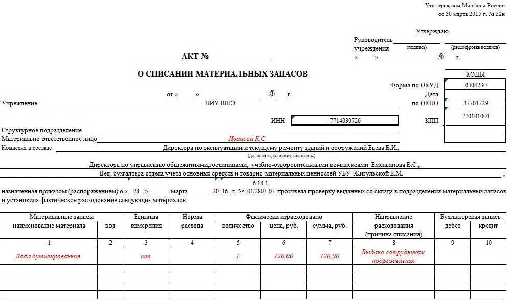 Акт на списание материальных ценностей бланк образец заполнения. Образец акта списания материальных ценностей в бюджетном учреждении. Заключение комиссии по акту списания материальных запасов пример. Бланк на списание материалов образец. Запасы в казенных учреждениях