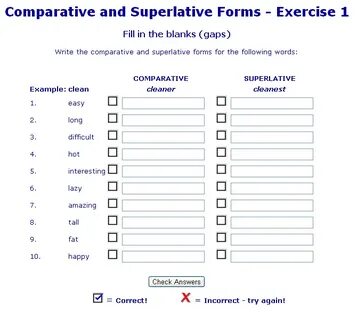 Degrees of comparison тест ответы