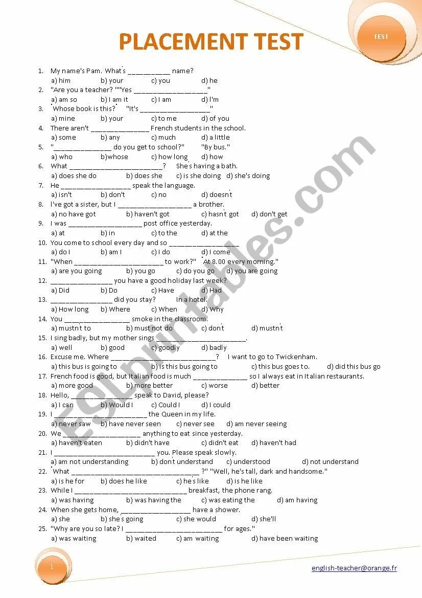 Тесты для учителей английского языка. English Grammar Placement Test ответы. Тест English Placement Test. English Placement Test ответы. Elementary Test ответы.