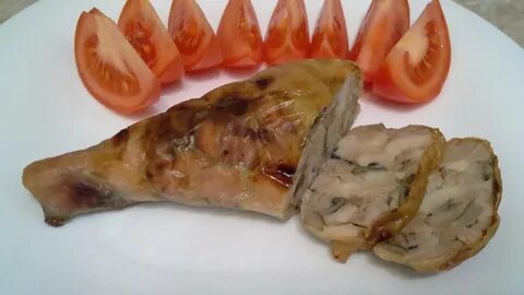 Окорочок фаршированный грибами в духовке