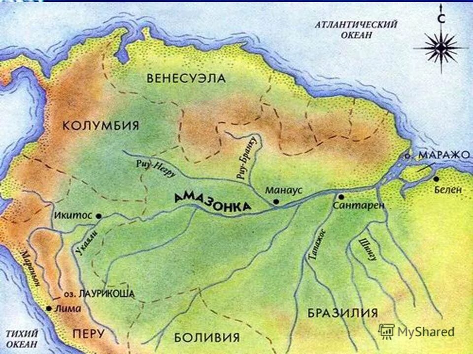 Устье реки Амазонка на карте. Исток реки Амазонка на карте Южной Америки. Карта реки амазонки с притоками.
