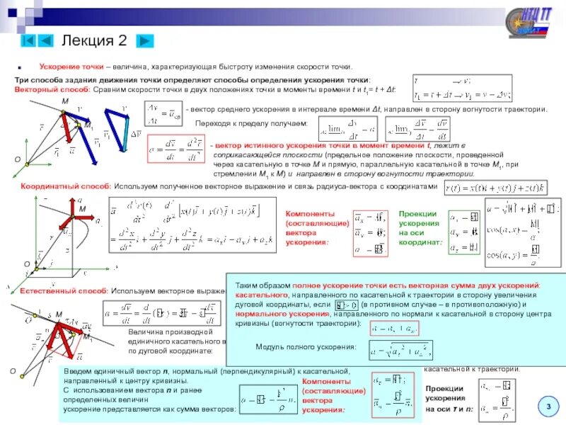 Ускорение точки теоретическая механика. Векторный способ задания движения. Величина характеризующая быстроту изменения скорости. Векторный способ задания движения точки.