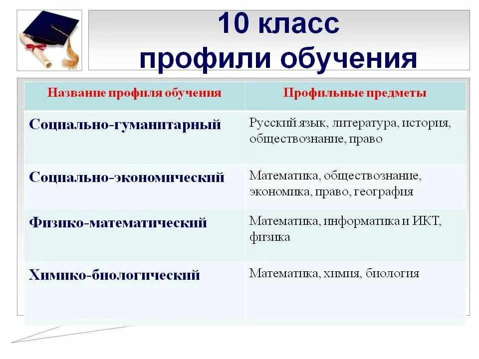 Профильные уроки 10 класс