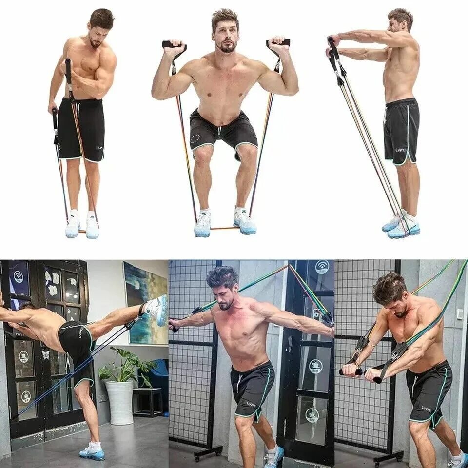 Как пользоваться эспандером. Тренажер lt-011 power resistance bands. resistance bands тренировка с эспандером. эспандер комплект 3 way training set. resistance band workout.