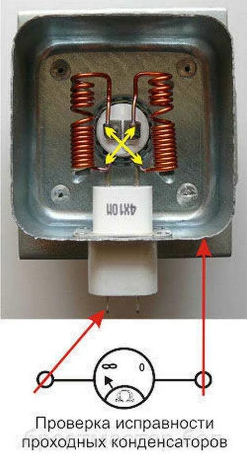 Проходной конденсатор для магнетрона схема. Прозвонка магнетрона. Прозвонка магнетрона микроволновки мультиметром. Прозвонка магнетрона микроволновки.