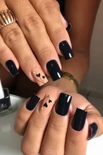 Черные ногти квадрат короткие с дизайном