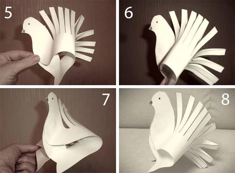 Голубь из бумаги. Объемные птицы из бумаги. Поделка голубь из бумаги для детей. Объемный голубь. Инструкция голубь из бумаги