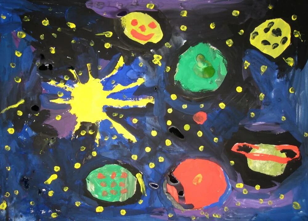 Рисование космос для дошкольников. Рисование для детей космос. Тематическое рисование «космос».. Рисунок на тему космос.